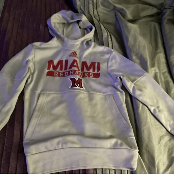 Adidas Gray and Red Sweater with Miami Logo - Picture 1 of 3